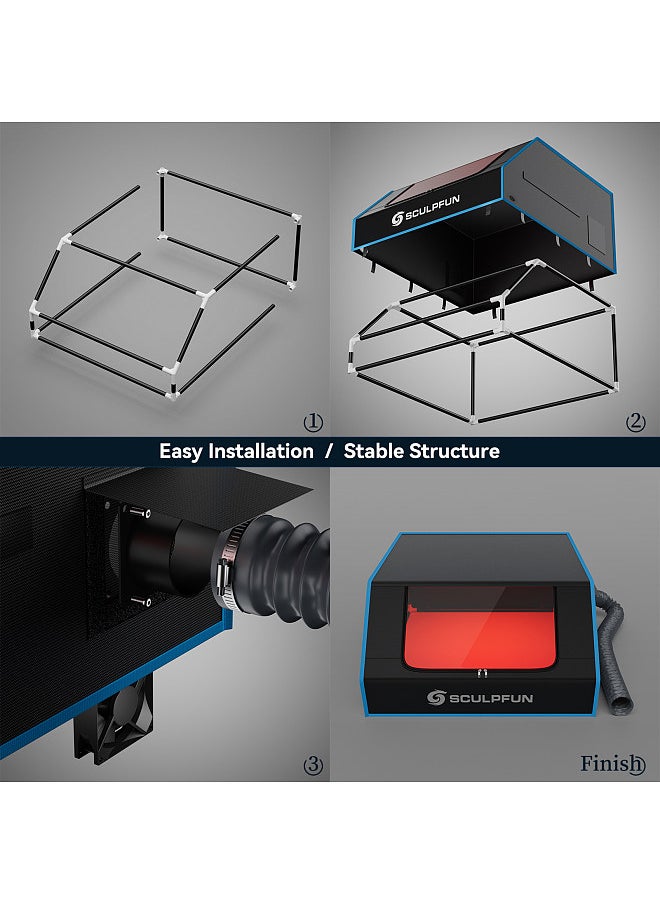SCULPFUN B1 Laser Engraver Enclosure smogproof Fireproof Protective Cover with Powerful Suction Fan Large Size 680x765x380mm  Suitable for Sculpfun S6, S6 pro, S9, S10, S30 Laser Engraving Machine  - Image 4