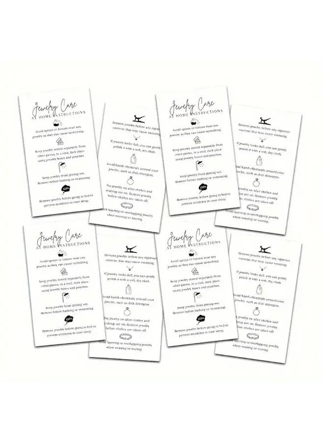 50 Pcs Jewelry Care Instruction Cards White And Black Design For Customer Guidance - Image 4