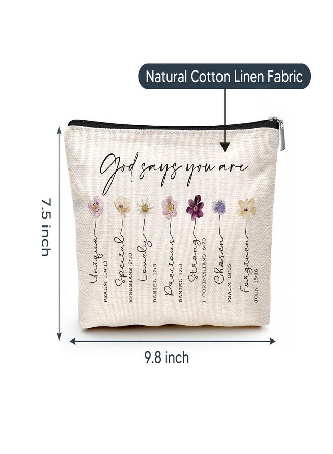 God Says You Are Cosmetic Bag, Inspirational Bible Verse Makeup Bag for Women, Floral Bible Verse Makeup Case, Sister, Friend Gifts, Affirmations Gifts, Christian Gifts, Birthday Gifts for Women - Image 2