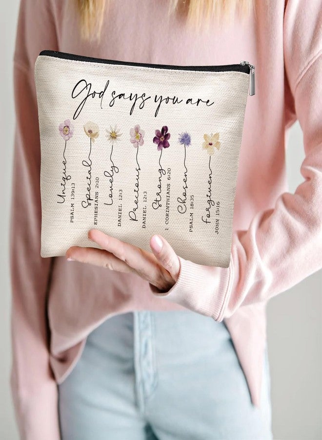 God Says You Are Cosmetic Bag, Inspirational Bible Verse Makeup Bag for Women, Floral Bible Verse Makeup Case, Sister, Friend Gifts, Affirmations Gifts, Christian Gifts, Birthday Gifts for Women - Image 5