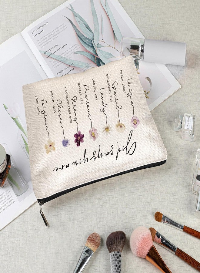 God Says You Are Cosmetic Bag, Inspirational Bible Verse Makeup Bag for Women, Floral Bible Verse Makeup Case, Sister, Friend Gifts, Affirmations Gifts, Christian Gifts, Birthday Gifts for Women - Image 4