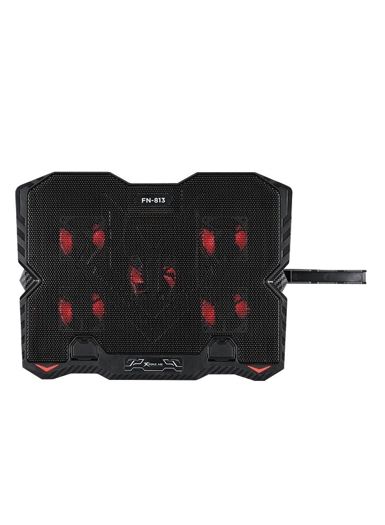 إكسترايك-مي FN813 حامل تبريد للكمبيوتر المحمول – 5 مراوح مضىء حمراء – 2 منافذ يو اس بي – حامل موبايل – يدعم حتى 16 بوصة - Image 5