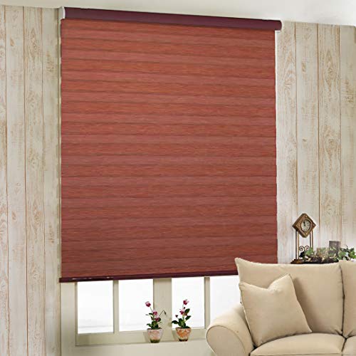 ZEBRA BLINDS Polyester Curtain for Windows Or Outdoor Décor, Wood, W106 X H130 CM - Image 1