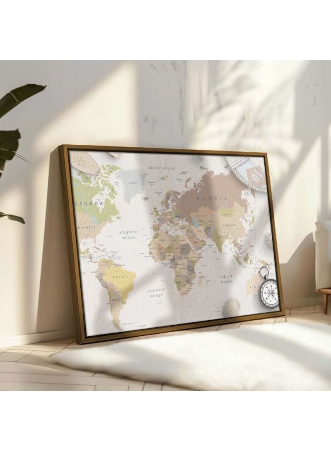 Home Gallery Sea travel things world map composition framed wall art 120x80 - Image 1
