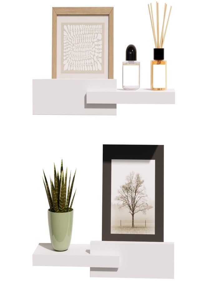 QsQueen Unique Modern Narrow Solid Wood Floating Shelf and Minimalist Wall Mounted Ledge for Bedroom, Living Room, Bathroom, Kitchen, Perfect for Frames, Plants, Candles, and Small Decor - Image 1