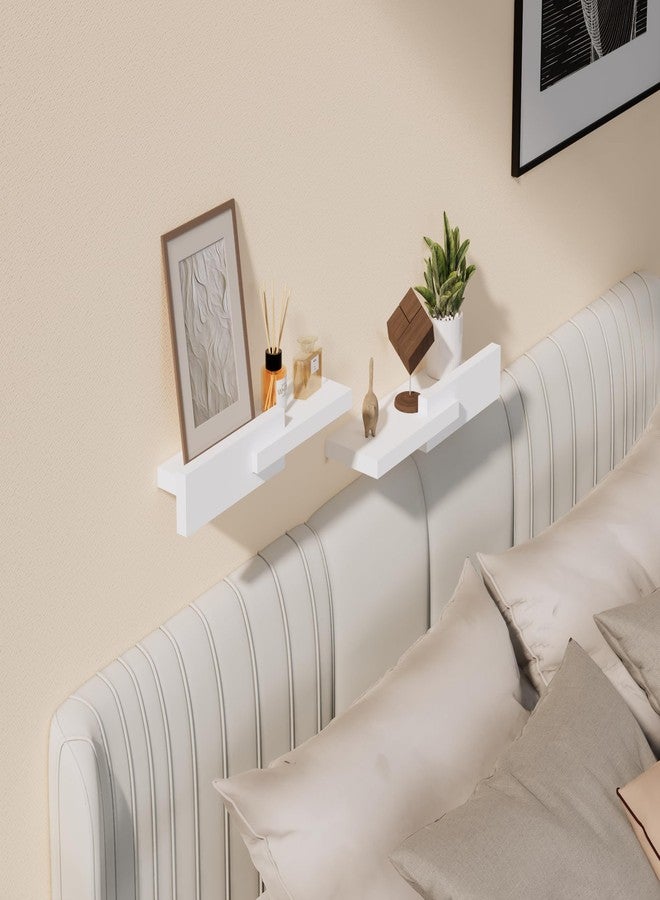 QsQueen Unique Modern Narrow Solid Wood Floating Shelf and Minimalist Wall Mounted Ledge for Bedroom, Living Room, Bathroom, Kitchen, Perfect for Frames, Plants, Candles, and Small Decor - Image 5
