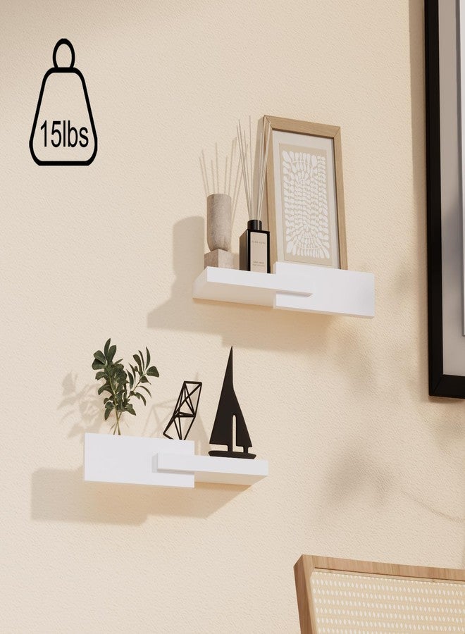 QsQueen Unique Modern Narrow Solid Wood Floating Shelf and Minimalist Wall Mounted Ledge for Bedroom, Living Room, Bathroom, Kitchen, Perfect for Frames, Plants, Candles, and Small Decor - Image 2