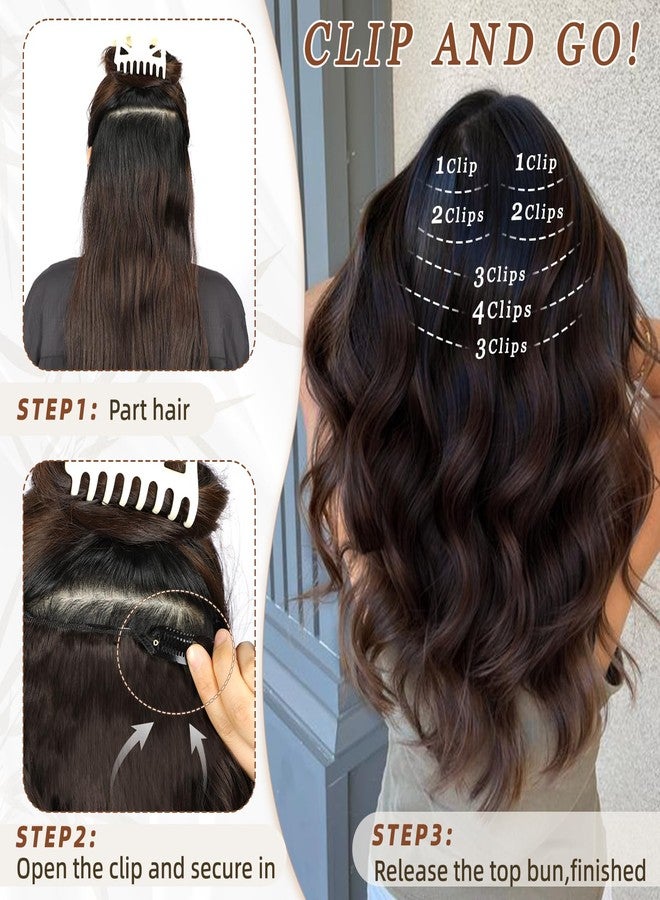 Vigorous Clip in Hair Extensions Black Mix Blonde Long Wavy Hairpieces 20Inch Hair Extensions Clip Ins Soft Synthetic Hairpieces for Women (7Pcs) - Image 3