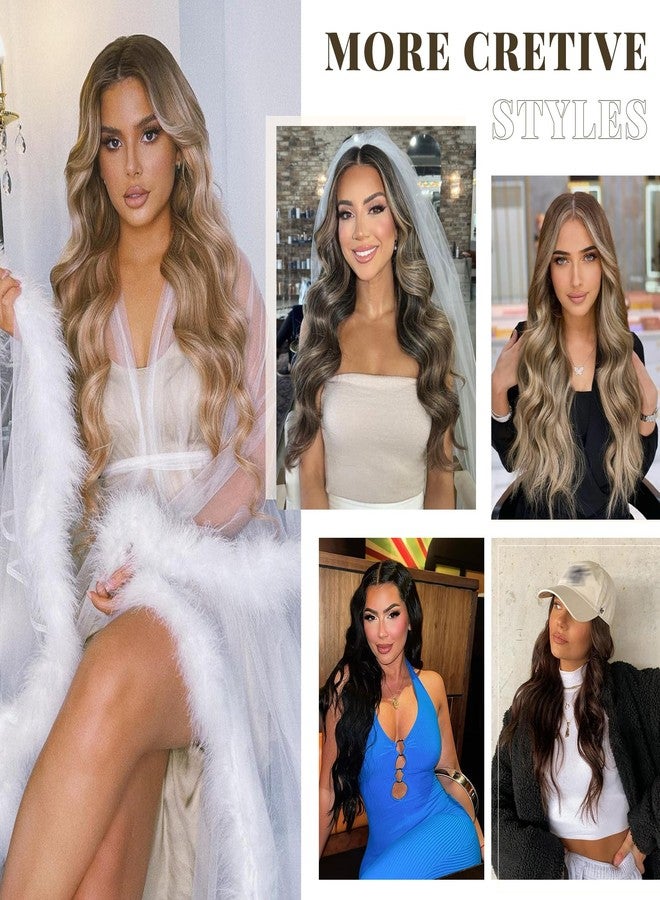 Vigorous Clip in Hair Extensions Black Mix Blonde Long Wavy Hairpieces 20Inch Hair Extensions Clip Ins Soft Synthetic Hairpieces for Women (7Pcs) - Image 5