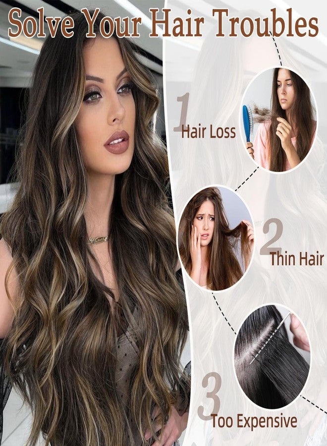Vigorous Clip in Hair Extensions Black Mix Blonde Long Wavy Hairpieces 20Inch Hair Extensions Clip Ins Soft Synthetic Hairpieces for Women (7Pcs) - Image 4