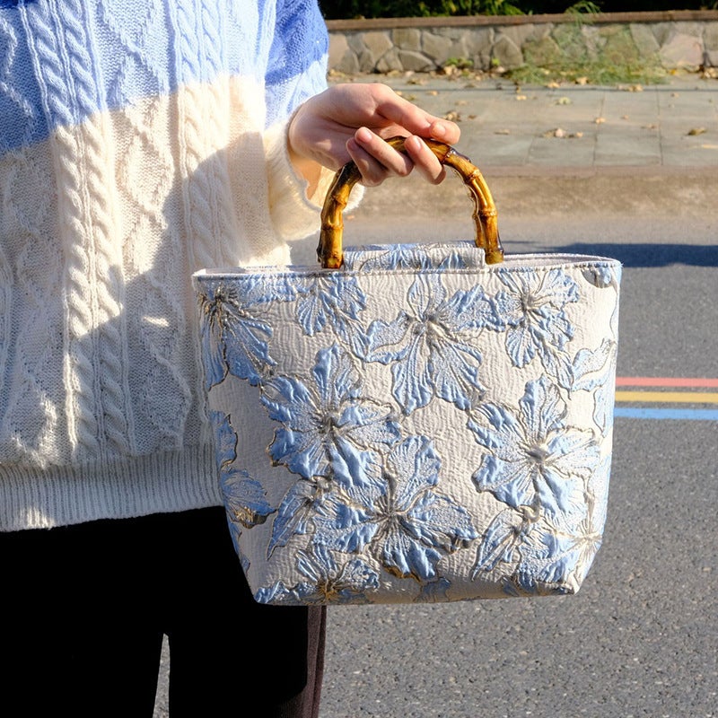 Fashionable Double-Sided Canvas Women'S Tote Bag Gold Silk Embroidered Bag Large Capacity Canvas Shoulder Bag Versatile Casual Satchel - Image 5