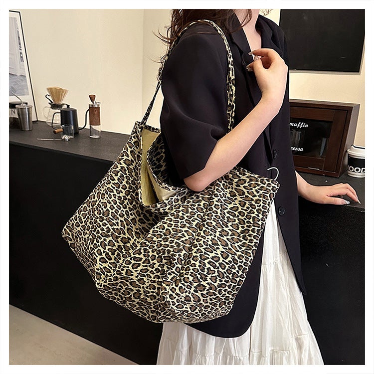Bags Women'S Bag New Shoulder Bag Leopard Print Casual Shopping Bag Large Capacity Fashion Tote Bag - Image 3