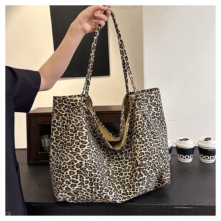 Bags Women'S Bag New Shoulder Bag Leopard Print Casual Shopping Bag Large Capacity Fashion Tote Bag - Image 5