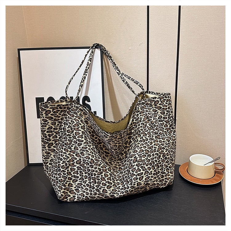 Bags Women'S Bag New Shoulder Bag Leopard Print Casual Shopping Bag Large Capacity Fashion Tote Bag - Image 1