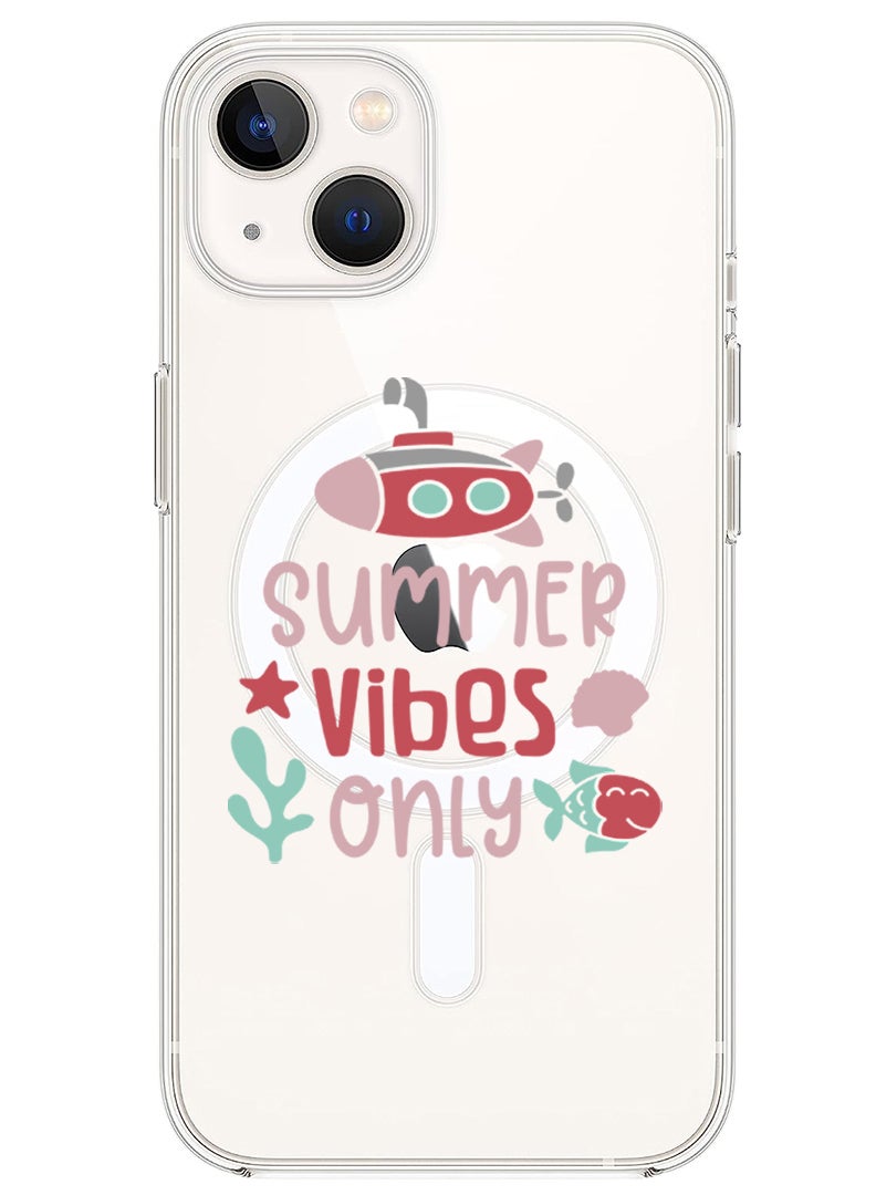 Theodor Magnetic Case for iPhone 13 6.1-inch Compatible with MagSafe Wireless Charging, Shockproof Phone Bumper Cover Summer vibes only copy - Image 1