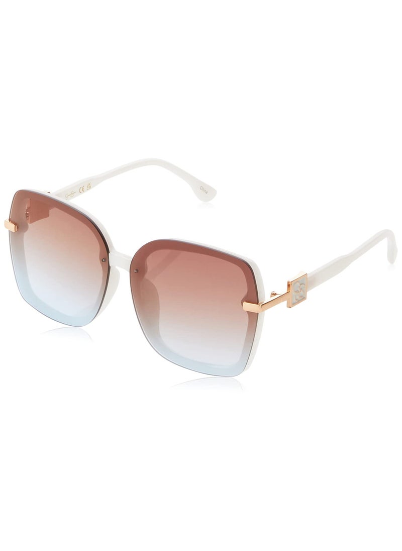 Jessica Simpson Jessica Simpson Womens J6112 Oversized Square Sunglasses With 100% Uv Protection. Glam Gifts For Her, 64 Mm, White, 64 Mm US  - Image 1