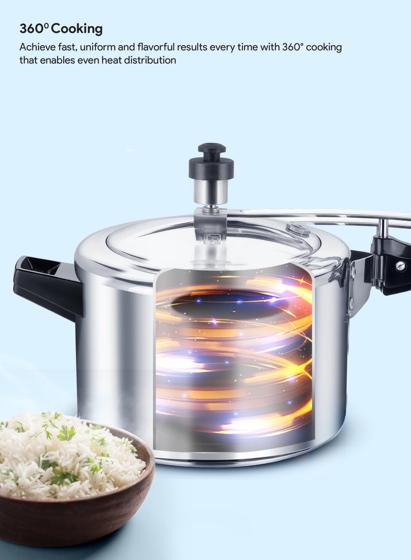 Impex Migo Aluminum Inner Lid Pressure Cooker Combo (2L + 3L + 5L) | Gas Stove Compatible | Anti-Bulge Base | Safety Valve & Pressure Indicator | For healthy cooking | MIL 235 - Image 5