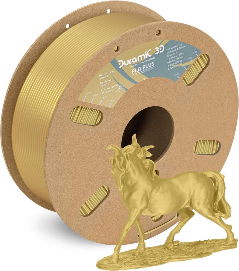 DURAMIC 3D PLA+ Filament 1.75mm 3D Printer Filament with Higher Tensile & Rigidity 1Kg Cardboard Spool (2.2lbs), Dimensional Accuracy Probability +/- 0.02mm Champagne Gold - Image 1