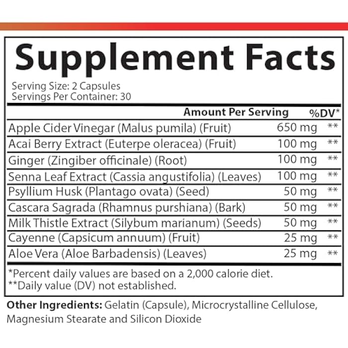 Angry Supplements Apple Cider Vinegar Detox, Digestive Gut Health Blend w. ACV, Acai, Ginger, Senna Leaf, Psyllium Husk, Milk Thistle, Cayenne Pepper and Aloe Vera (60ct, 30-Day Supply) - Image 4