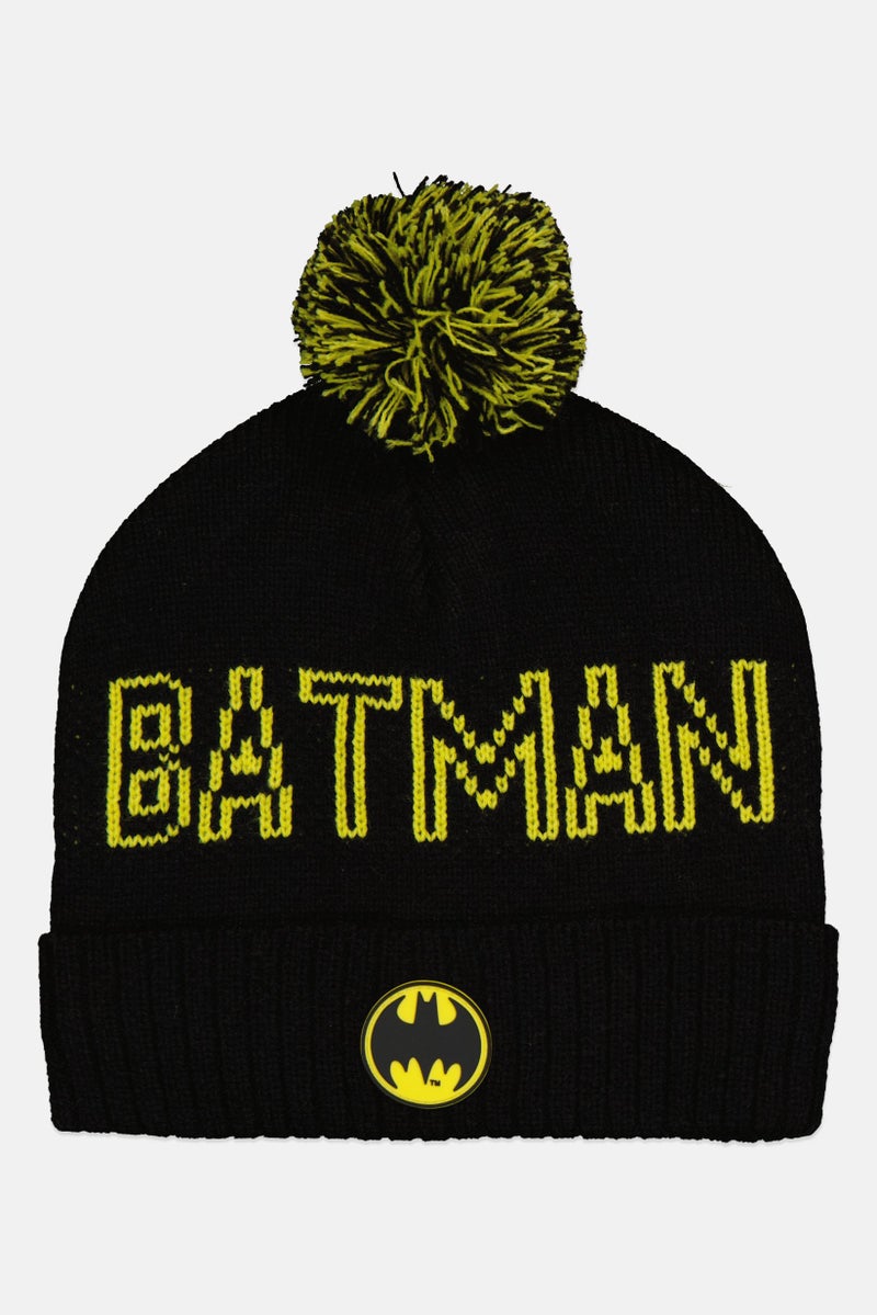 Cool Club Toddlers Boy Batman Knitted Beanie With Pom, Black - Image 1