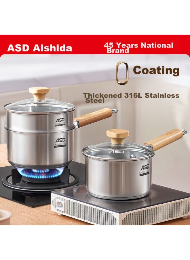 Asd Milk Pot, 316l Stainless Steel, 16cm Thickened Base, Baby Food Pot, Small Pot, Compatible With Induction And Gas Stoves, Ns16b13wg - Image 4