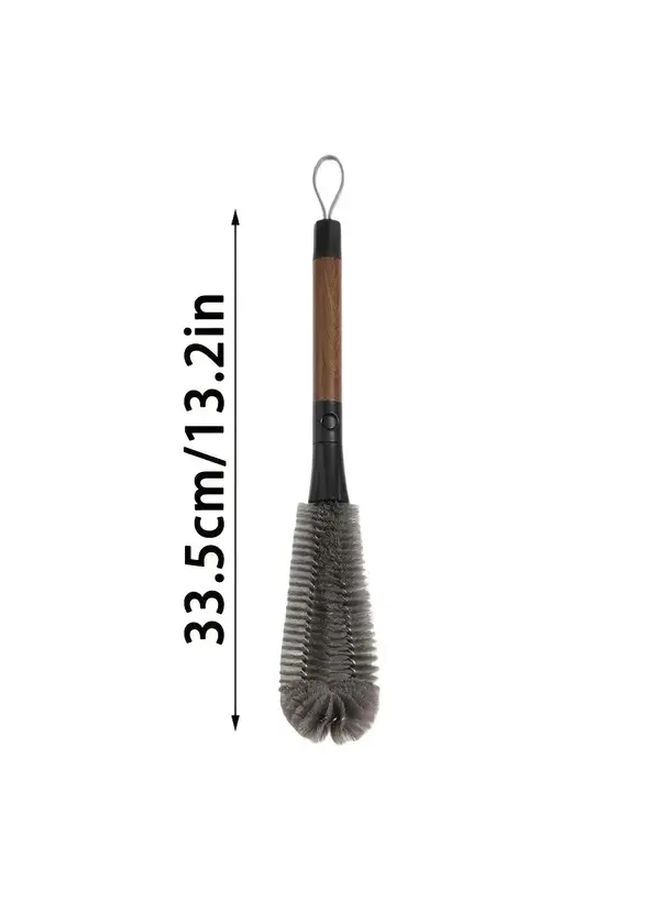 Walnut Brown Two In One Bottle Spout Brush With Long Handle Detachable Multi Purpose Soft Bristle Cleaning For Water Bottles Thermos Flasks Coffee Makers Durable Plastic Design Easy Cleaning - Image 2