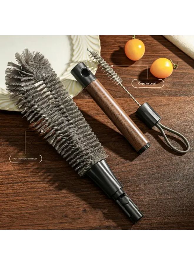 Walnut Brown Two In One Bottle Spout Brush With Long Handle Detachable Multi Purpose Soft Bristle Cleaning For Water Bottles Thermos Flasks Coffee Makers Durable Plastic Design Easy Cleaning - Image 4