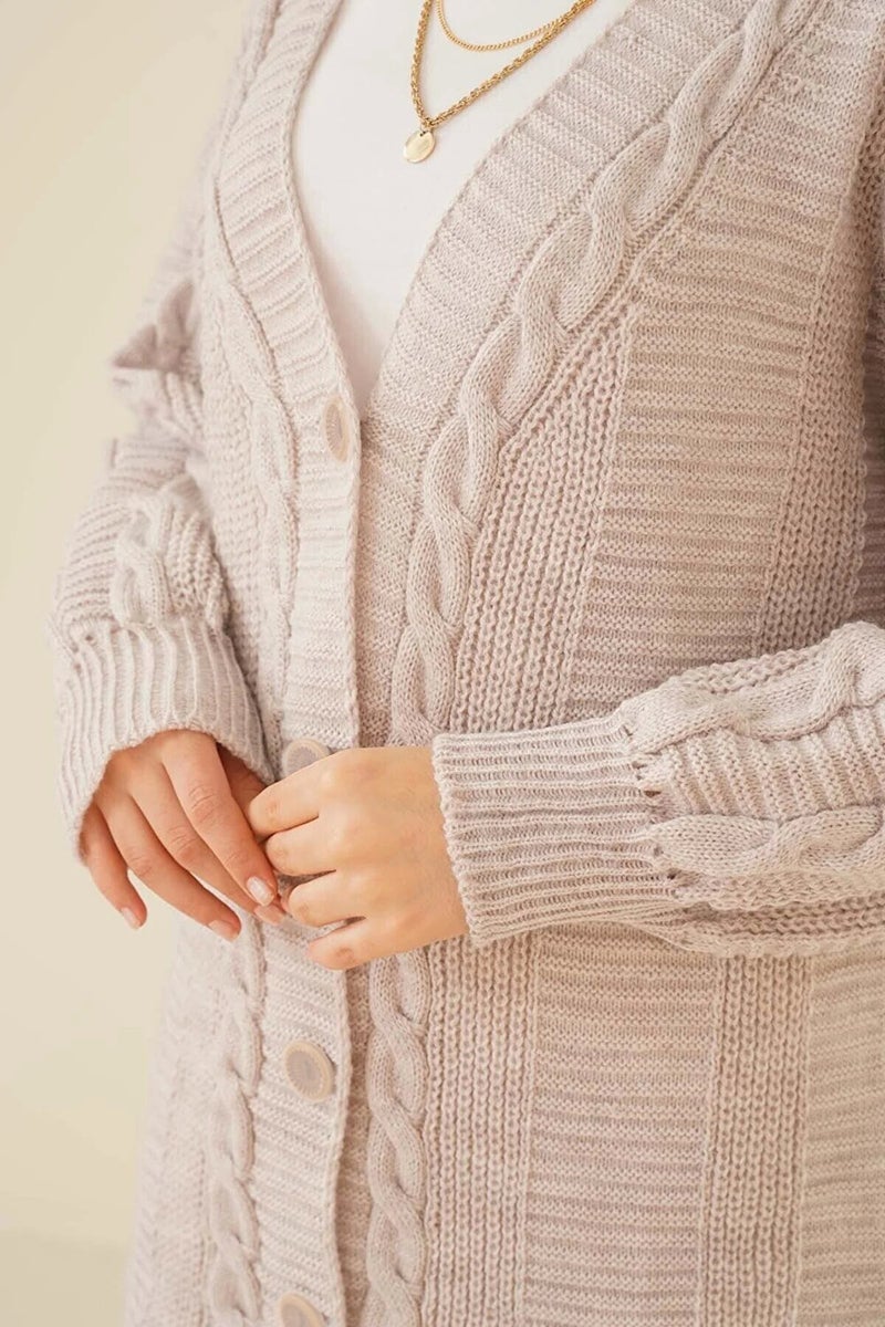 Lugmo Women's Knitwear Front Buttoned Knitted Cardigan Stone  - Image 3
