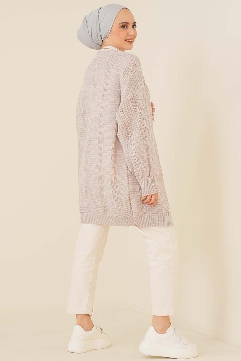 Lugmo Women's Knitwear Front Buttoned Knitted Cardigan Stone  - Image 4
