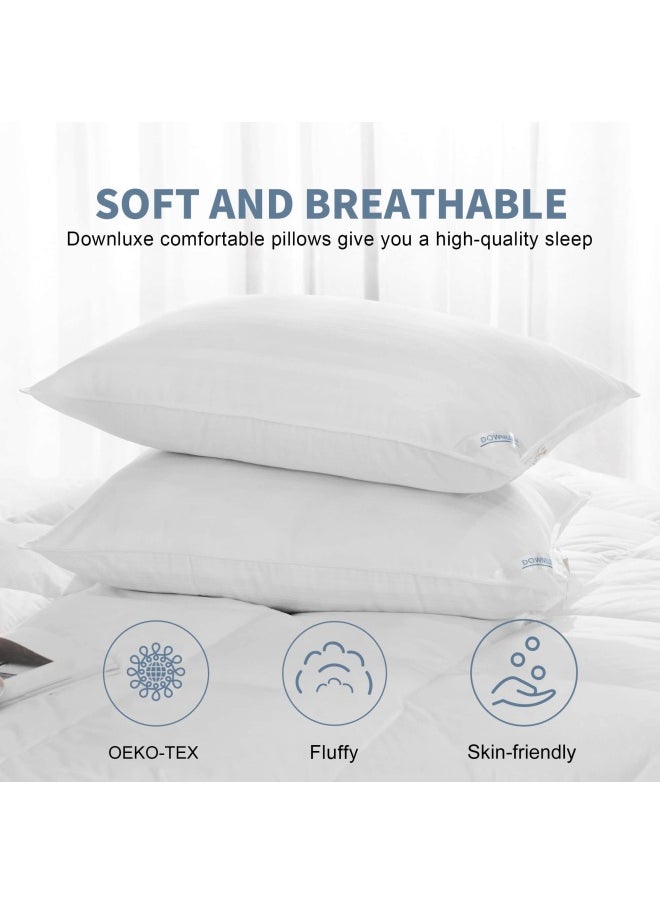 downluxe - Down Alternative King Size Pillows 2 Pack 100 Breathable Cotton Cover Premium Hotel Collection Soft Bed Pillows For Sleeping 20 X 36 - Image 1