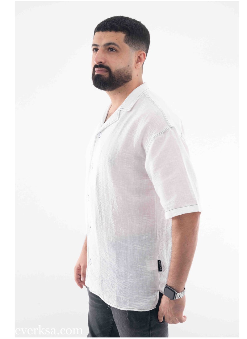 Everest Men's white half-sleeve linen shirt  - Image 2