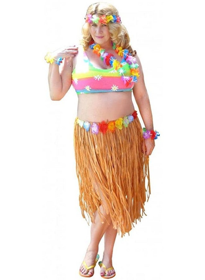 Newcreativetop Flowered Luau Hula Skirts For Luau Party Hawaiian Theme Halloween Costume Pack Of 2 (32 Inch Grass) - Image 2