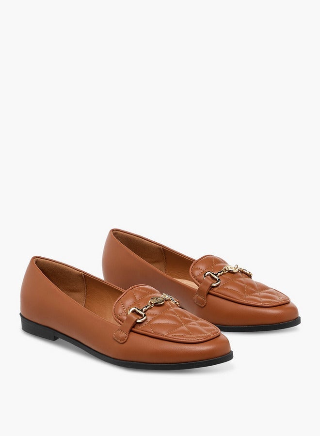 Celeste Women's Quilted Slip-On Loafers with Metal Accent - Image 3