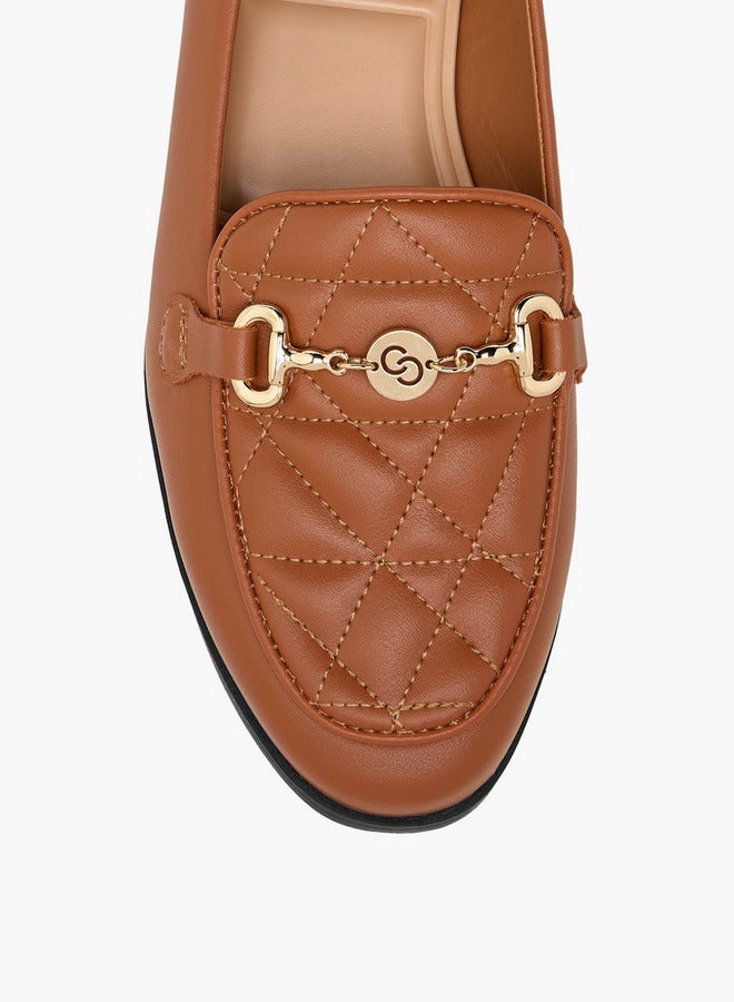 Celeste Women's Quilted Slip-On Loafers with Metal Accent - Image 4