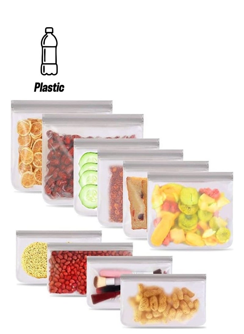 NIBEMINENT 10-Piece Reusable Freezer Bags Clear/Grey Small (8.4x4.7 inch), Medium (8.4x7 Large (10.2x7.8 inch)  - Image 1