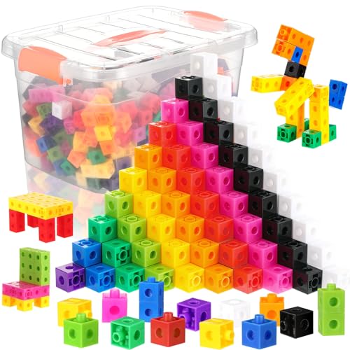 Jenaai 500 Pcs Math Learning Linking Cube with Storage Container Counting Cubes Colorful Plastic Counting Blocks Manipulatives Classroom Learning Supplies for EducationalBlue - Image 1