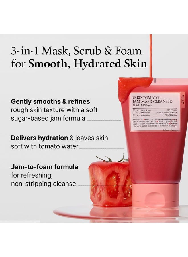 Fully Red Tomato Jam Mask Cleanser, Gentle Exfoliation, Refines Skin Texture, Clear Pores, Hydration, Face Wash, Vegan, Rough & Sensitive Skin, Korean Skincare 4.05 fl.oz - Image 3