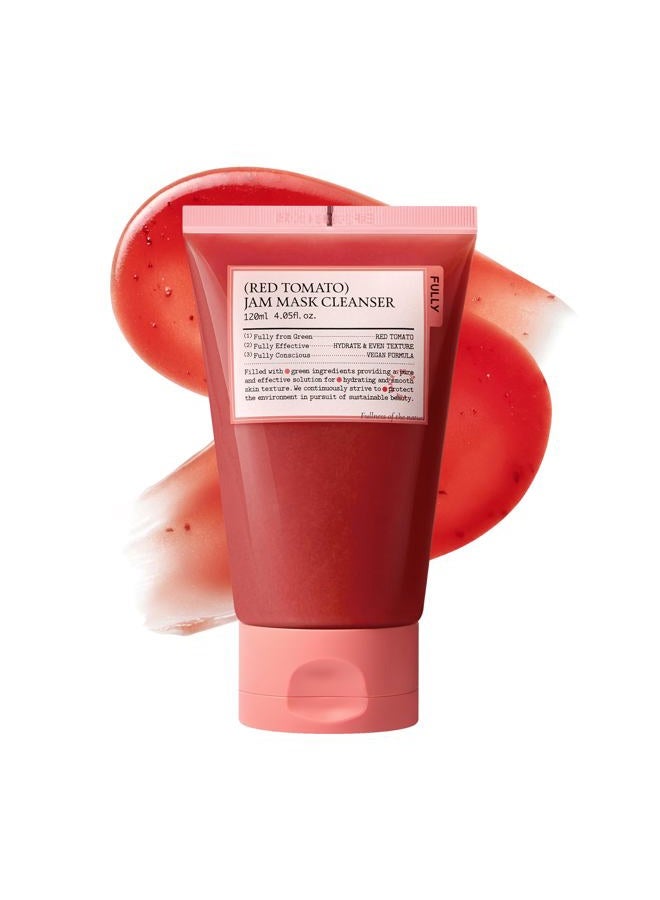 Fully Red Tomato Jam Mask Cleanser, Gentle Exfoliation, Refines Skin Texture, Clear Pores, Hydration, Face Wash, Vegan, Rough & Sensitive Skin, Korean Skincare 4.05 fl.oz - Image 1
