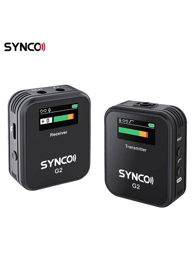 synco - G2(A1) 1-Trigger-1 2.4G Wireless Microphone System with 1 Receiver + 1 Transmitter + 1 Lavalier Microphone 150M Transmission Range TFT Screen 3.5mm Plug - Image 1