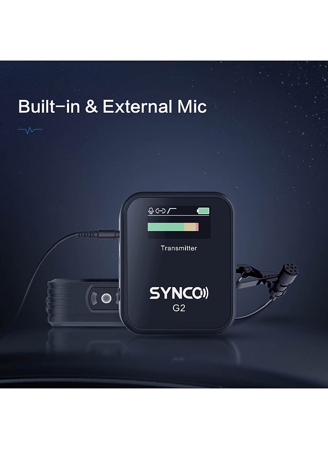 synco - G2(A1) 1-Trigger-1 2.4G Wireless Microphone System with 1 Receiver + 1 Transmitter + 1 Lavalier Microphone 150M Transmission Range TFT Screen 3.5mm Plug - Image 1