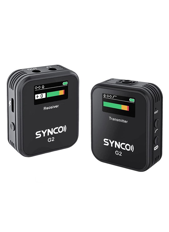 synco - G2(A1) 1-Trigger-1 2.4G Wireless Microphone System with 1 Receiver + 1 Transmitter + 1 Lavalier Microphone 150M Transmission Range TFT Screen 3.5mm Plug - Image 1