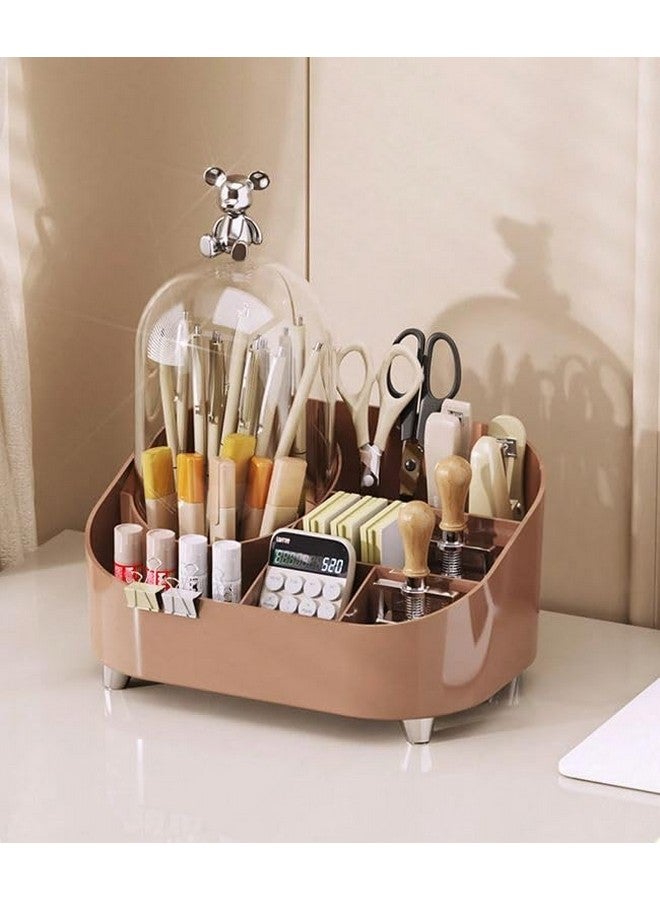Furret Transparent Cosmetic Storage Box with Clear Cover - Makeup Organizer Display Case with Brush Holder & Lipstick Rack Stylish Look - Image 1