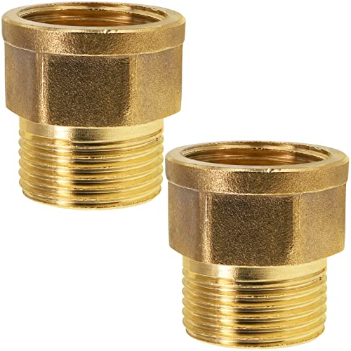 BERANMEY 2 Pack Brass Pipe Fittings, 3/4" to 3/4" Pipe Reducer Adapter Coupler, 3/4" Male Pipe x 3/4" Female Pipe Fitting - Image 2