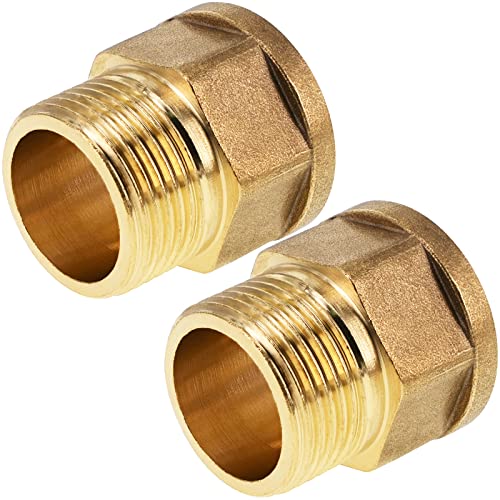 BERANMEY 2 Pack Brass Pipe Fittings, 3/4" to 3/4" Pipe Reducer Adapter Coupler, 3/4" Male Pipe x 3/4" Female Pipe Fitting - Image 1