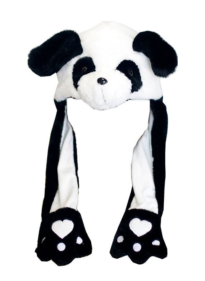 null - Animal Panda Hat with Ears Moving Jumping Pop Up Beating Plush Ear Panda Hat - Image 1