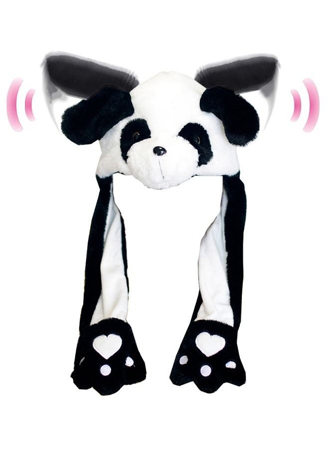 Generic Animal Panda Hat with Ears Moving Jumping Pop Up Beating Plush Ear Panda Hat  - Image 1
