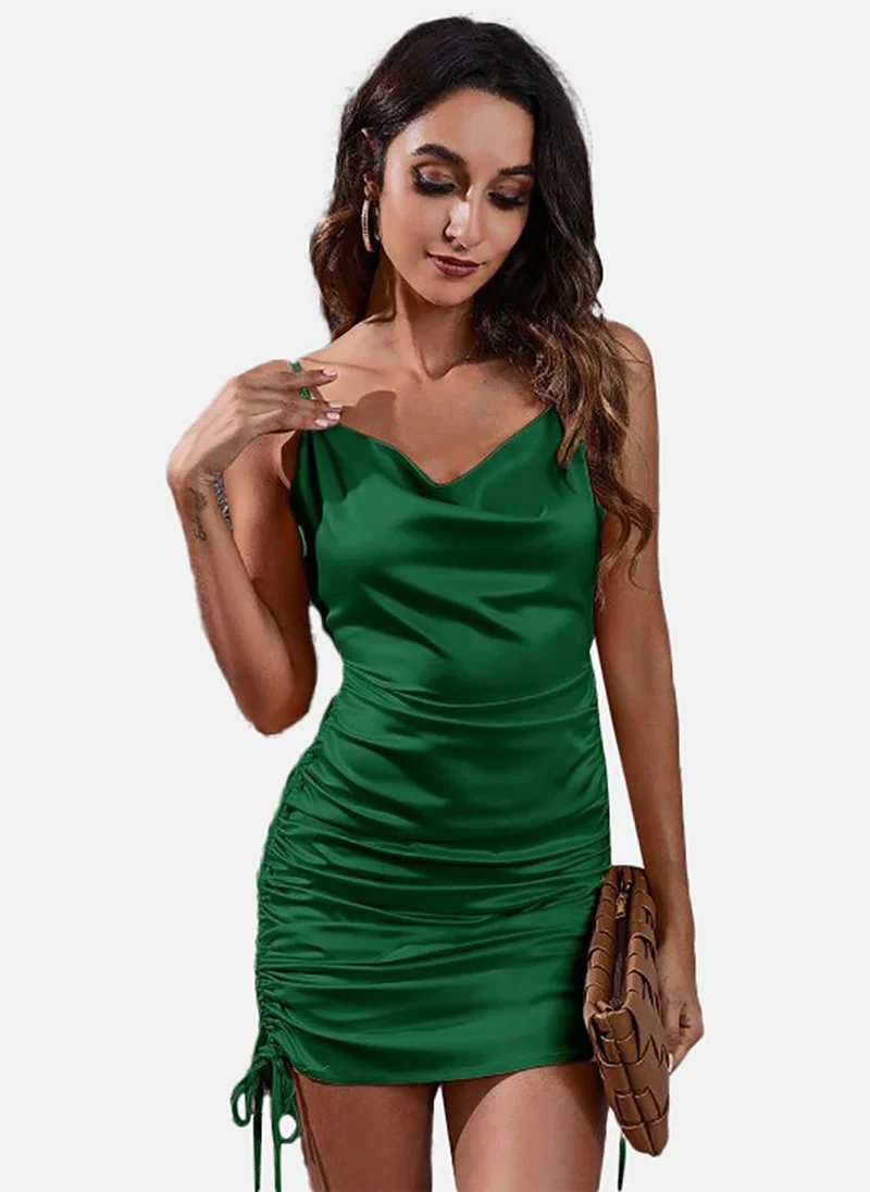 يونيكي Green Shoulder Straps Bodycon Mini Dress