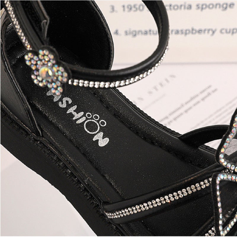 Children's soft sole rhinestone butterfly velcro princess sandals - Image 2