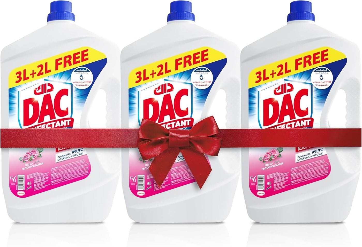 DAC Disinfectant Floor Cleaner, Rose Fragrance, 15L (3x5L)