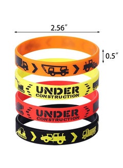 Jovitec Construction Zone Party Favors Rubber Bracelets For Kids Construction Birthday Party And Construction Themed Supplies Construction Themed Silicone Wristbands (48 Pieces)  - Image 3